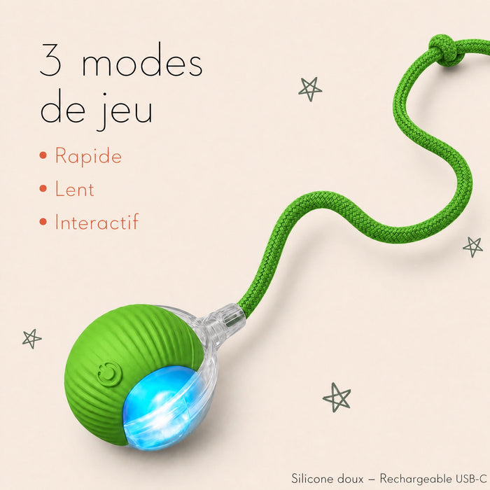 NÉKO — Balle interactive pour chat auto-roulante avec queue