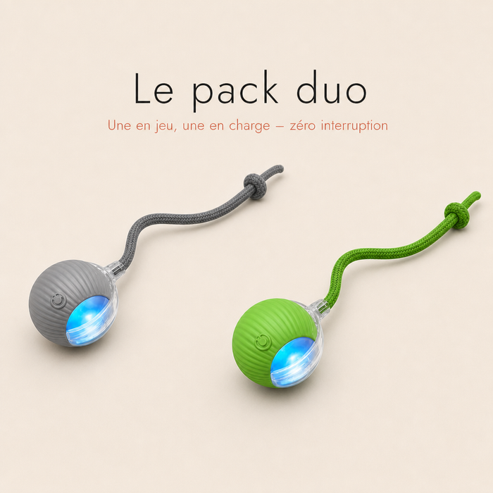 NÉKO — Balle interactive pour chat auto-roulante avec queue
